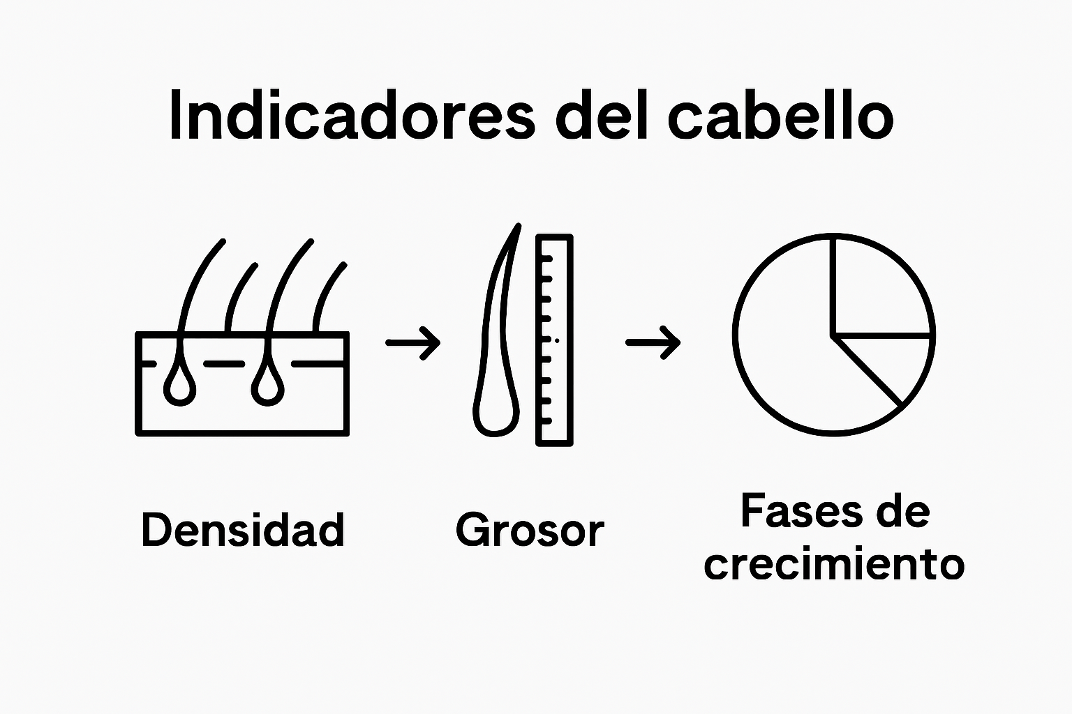 Infografía sobre los tres principales indicadores de la salud capilar