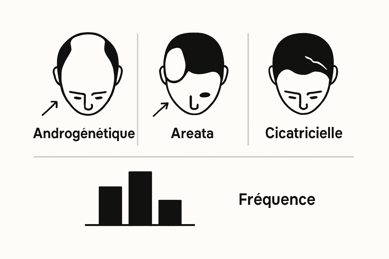 Infographie : panorama des principaux types de chute de cheveux