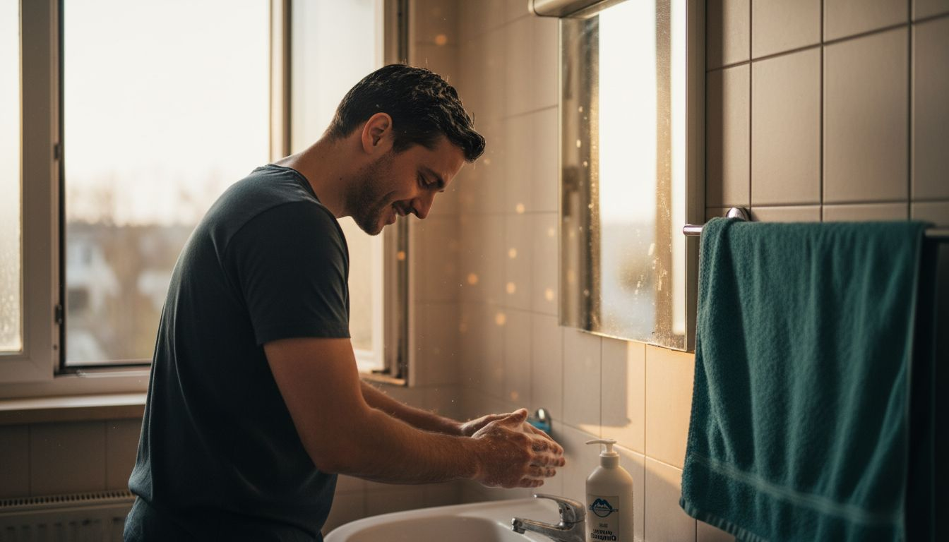 Im Bad wäscht man sich behutsam die Haare.