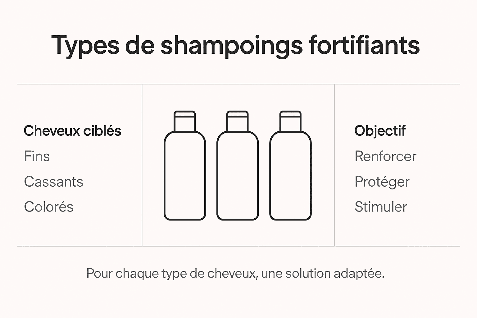 Zoom sur les différents shampoings renforçateurs : découvrez en un clin d'œil leurs spécificités grâce à notre infographie.
