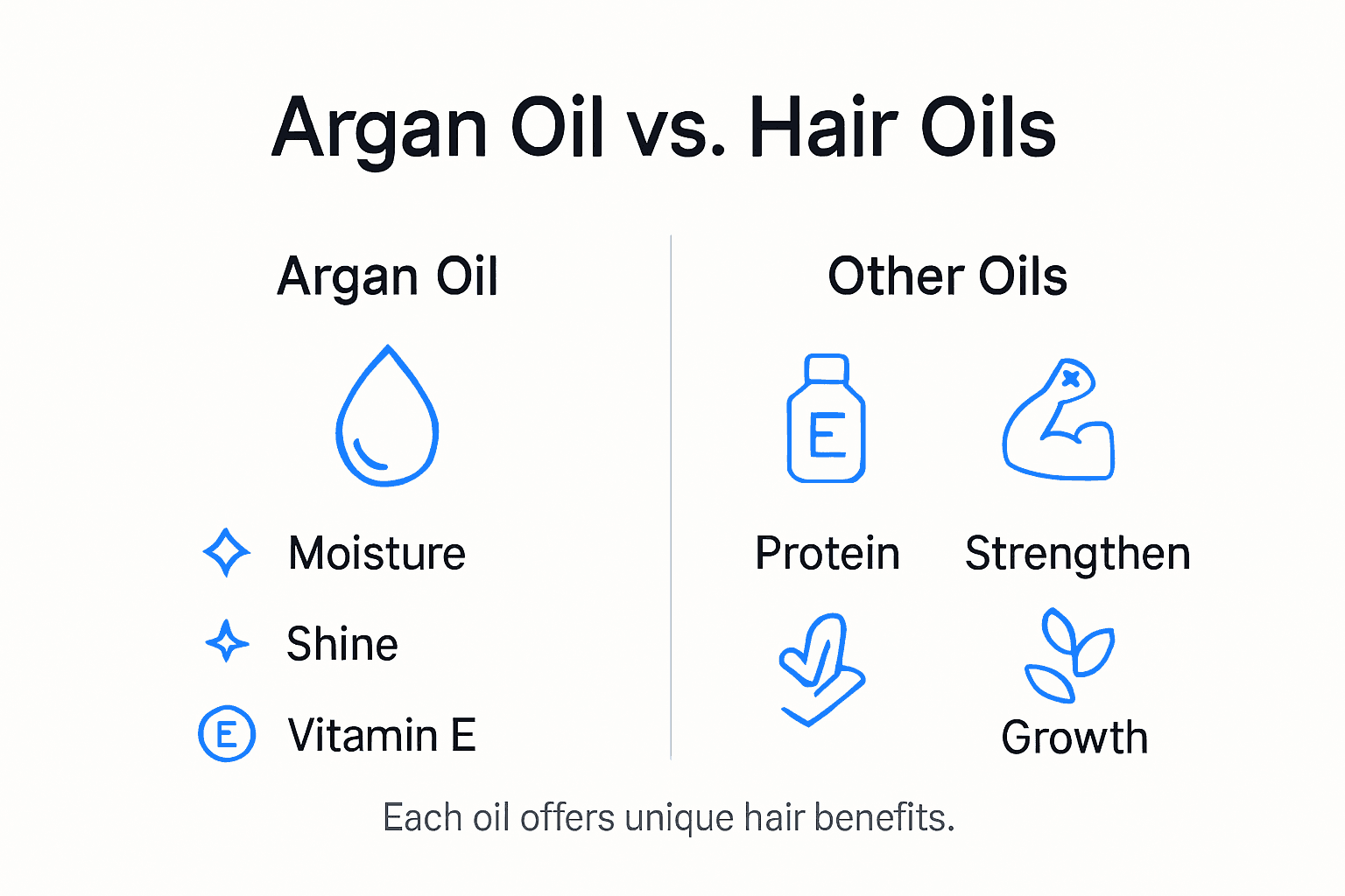 Infographic comparing argan oil to other hair oils