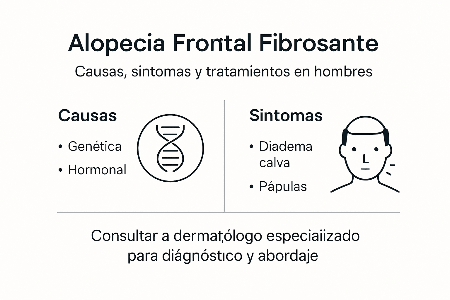 Infografía: causas, síntomas y recomendaciones para abordar la alopecia frontal fibrosante