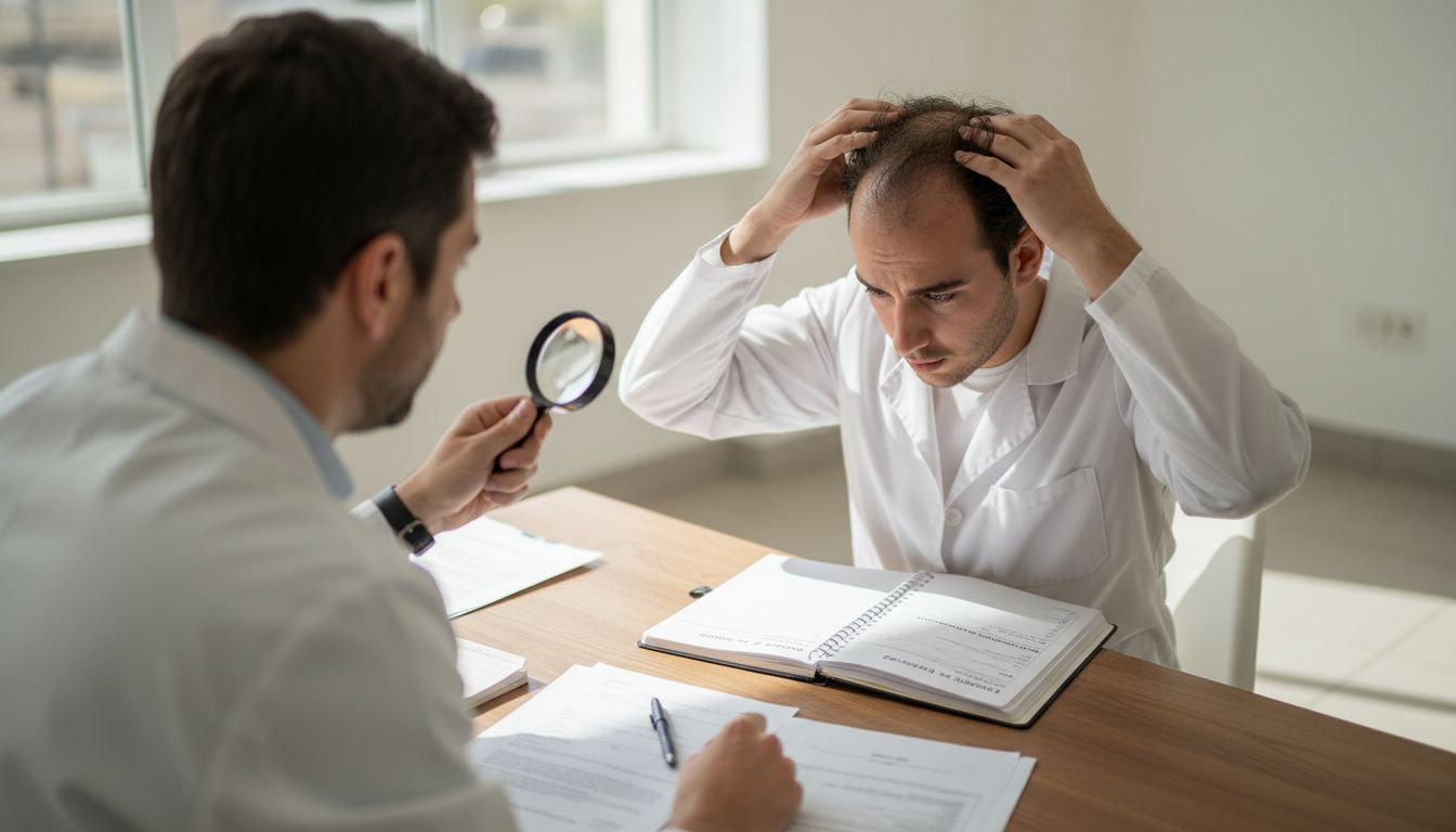 Consulta médica en la que se explican los diferentes tipos de caída del cabello