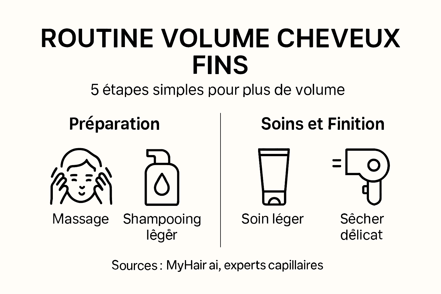 Infographie : les étapes clés pour donner du volume aux cheveux fins