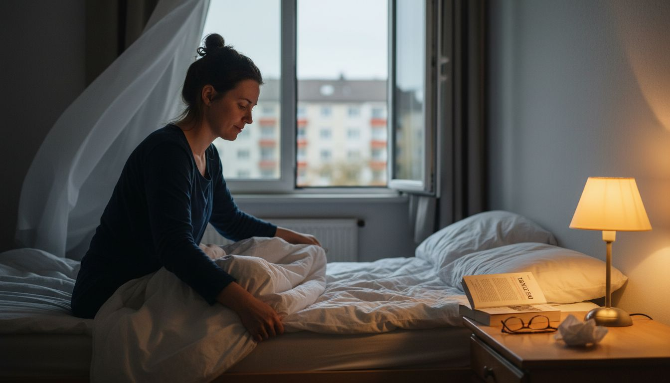 Eine Frau bereitet sich auf ihre abendliche Schlafroutine vor.