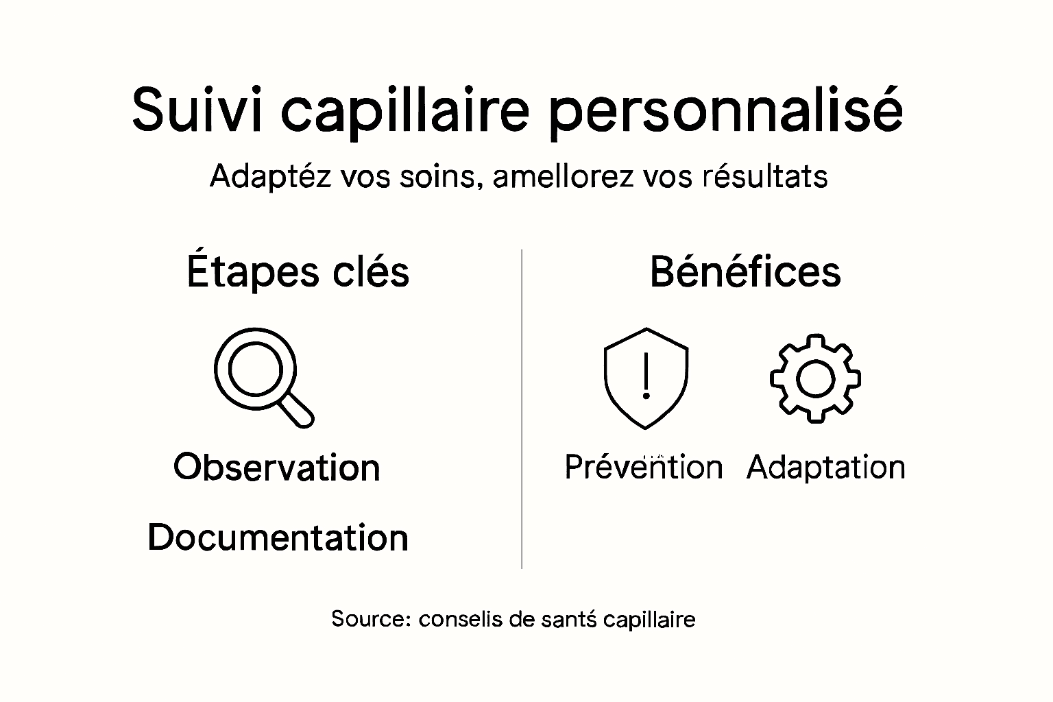 Visuel pédagogique pour tout comprendre du suivi personnalisé de vos cheveux