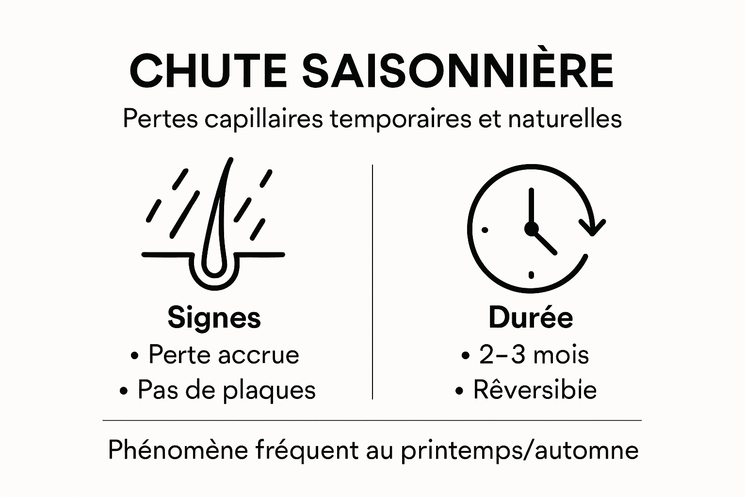 Visuel explicatif sur la perte de cheveux à l’arrivée des saisons