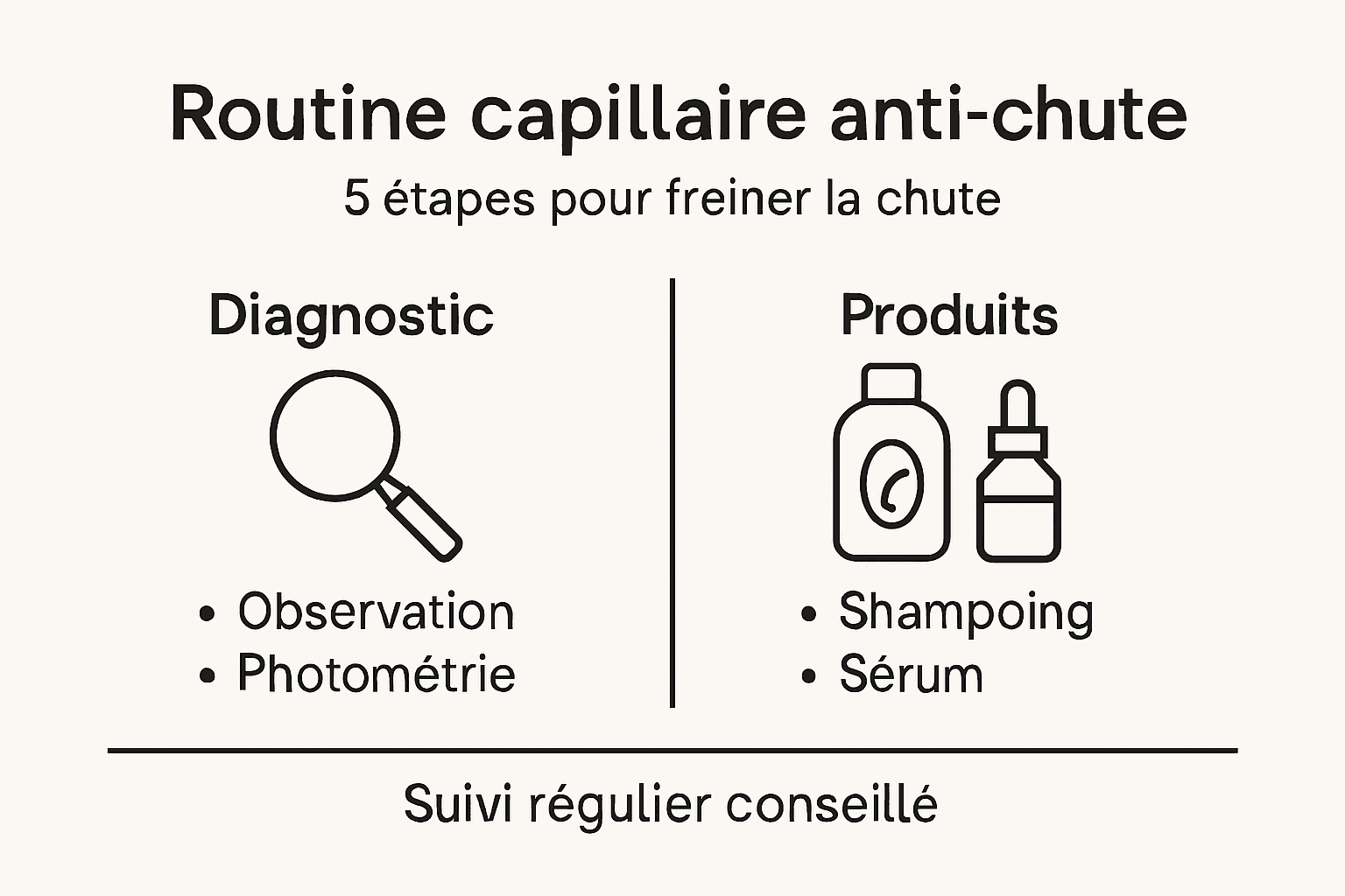 Infographie : les étapes clés d'une routine pour limiter la chute de cheveux