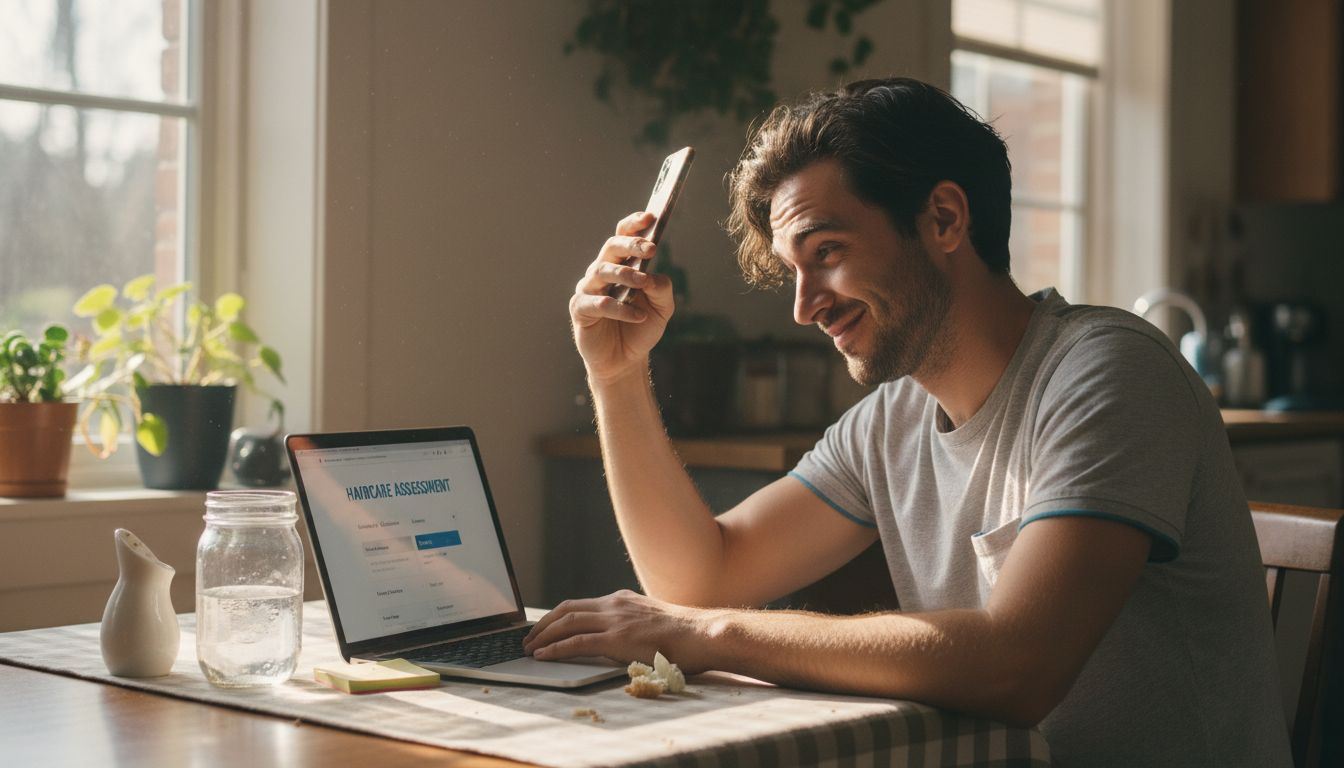 Man photographing scalp for hair analysis