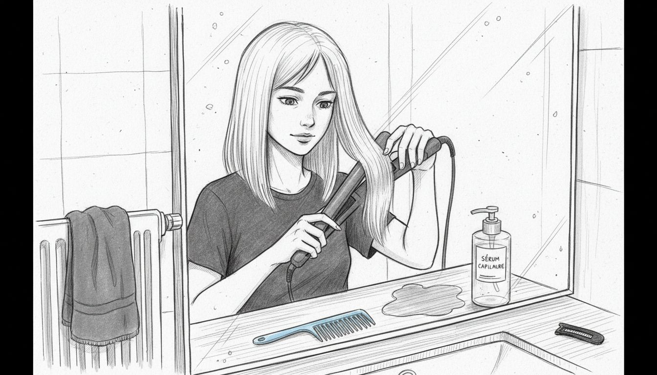 Femme observant et comparant l’épaisseur de ses cheveux mèche par mèche