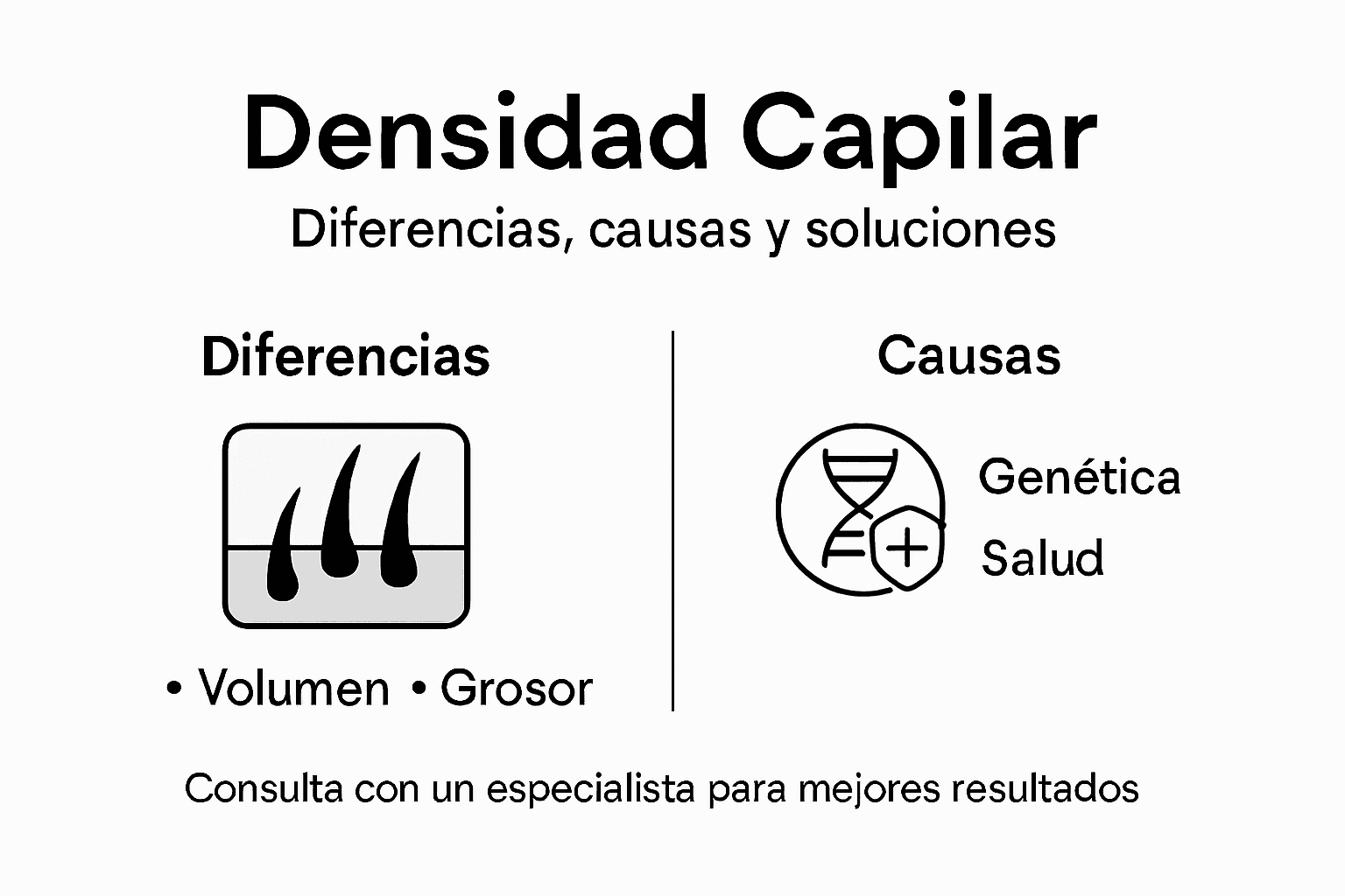 Infografía sobre la densidad del cabello y sus distintas características