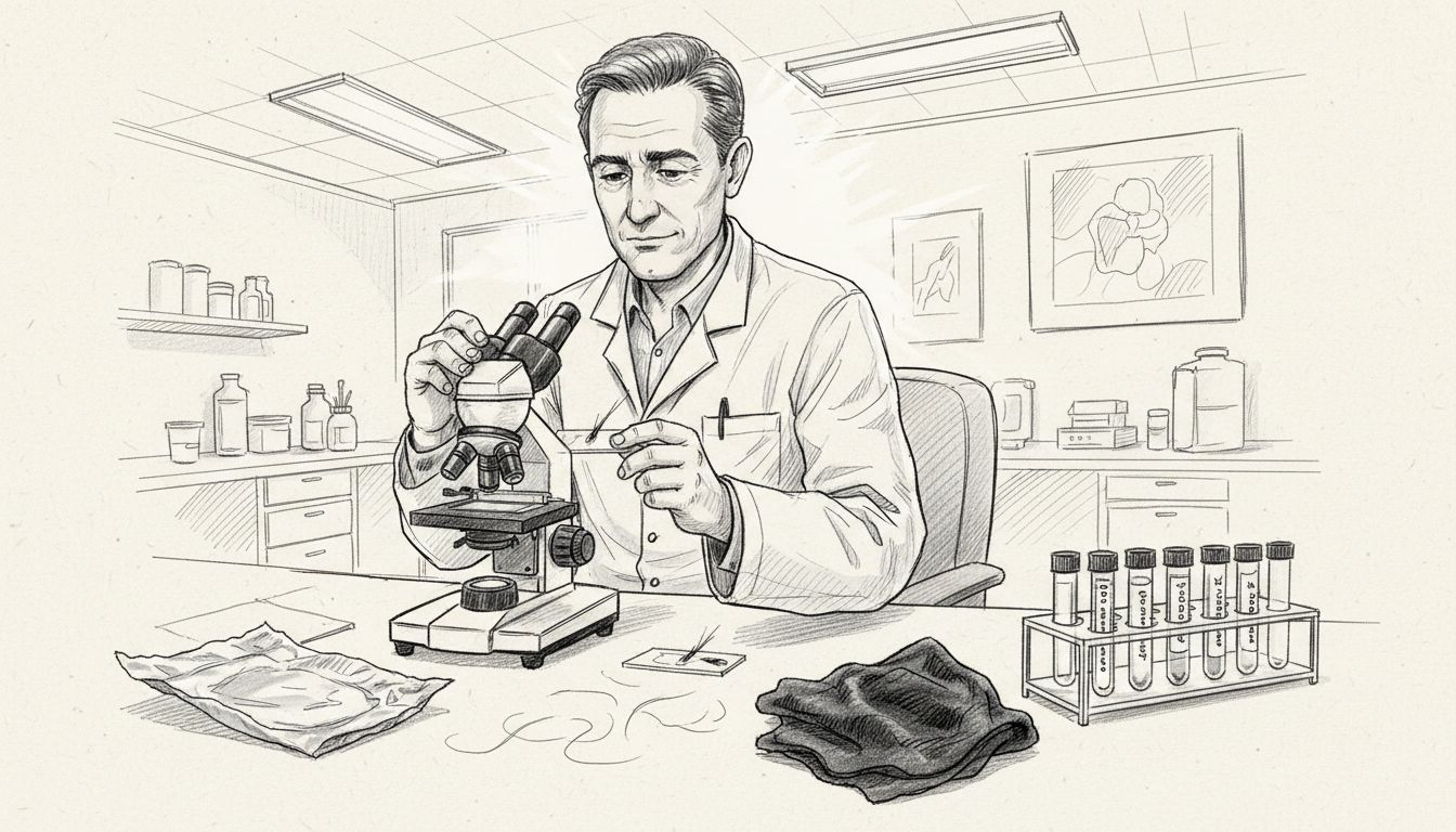 Un technicien s'apprête à analyser des cheveux au microscope.