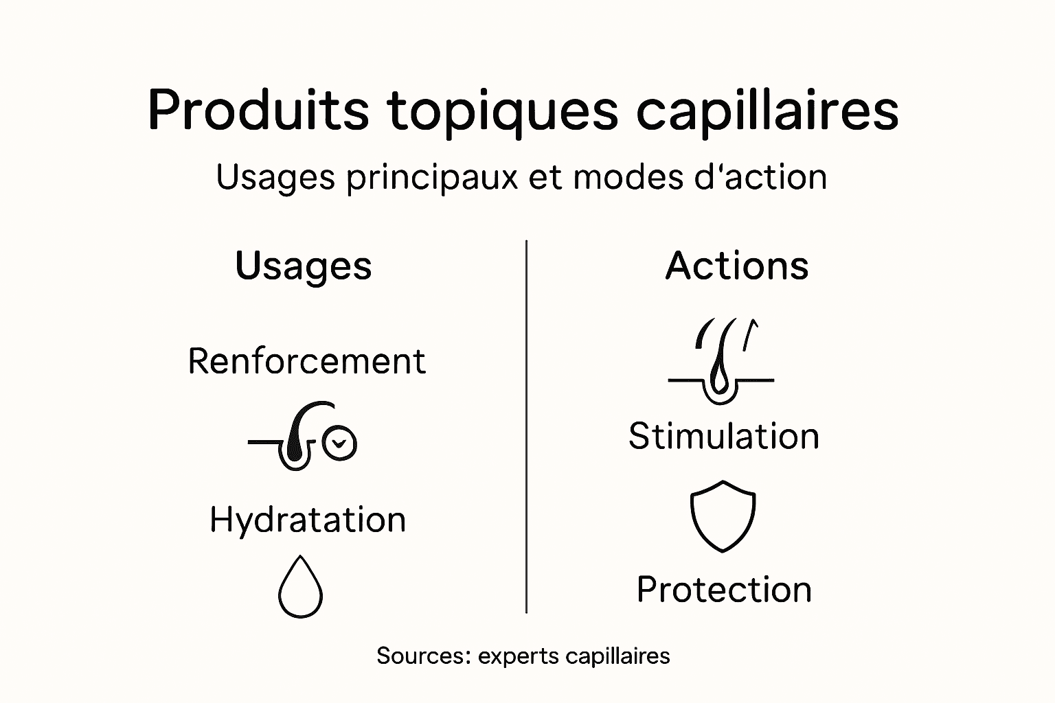 Infographie : comment utiliser les soins capillaires à application locale et quels sont leurs effets