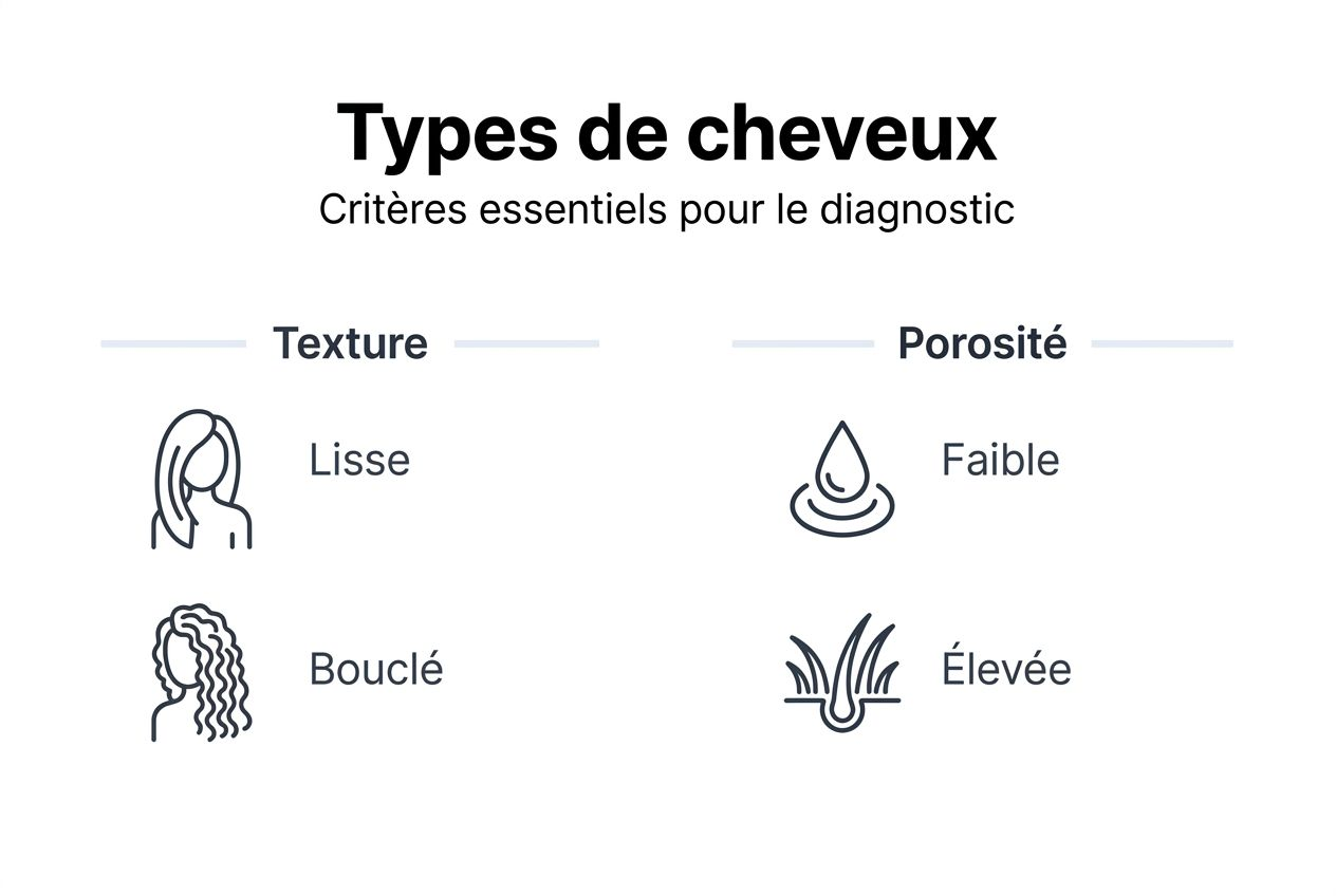Découvrez notre infographie dédiée aux différents types de cheveux et aux principaux critères pour les reconnaître.