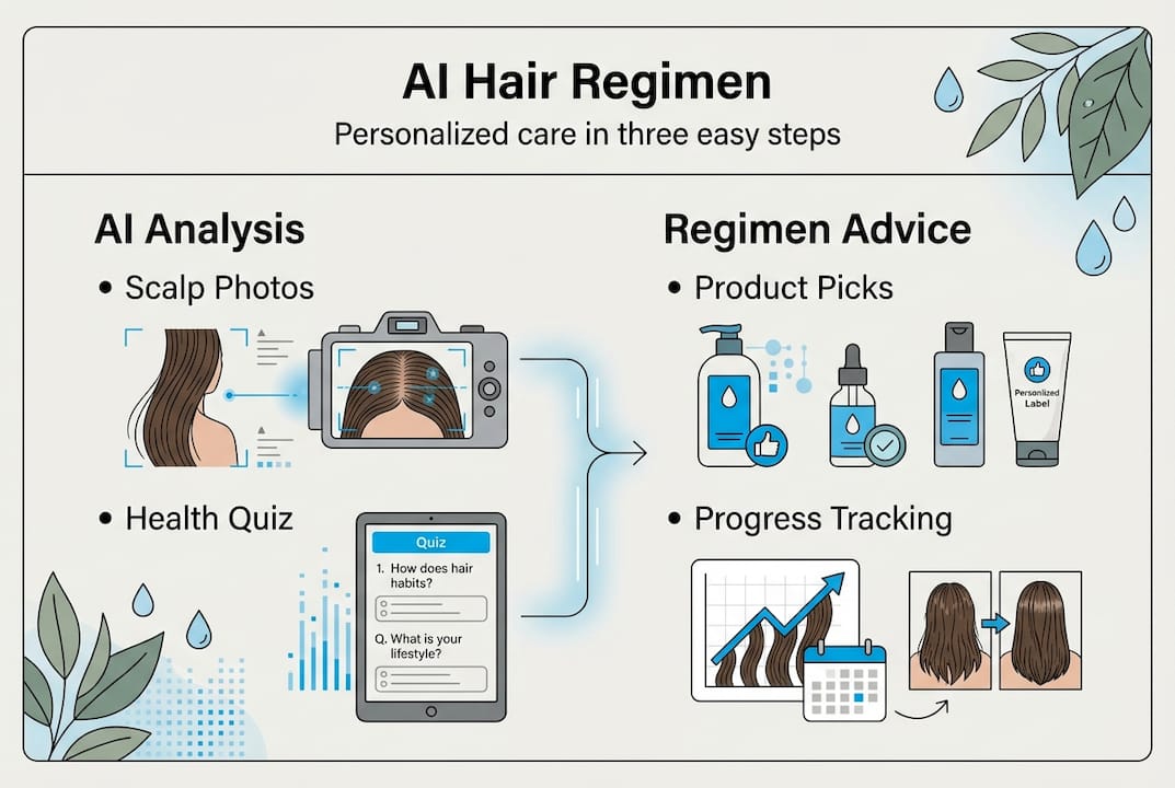 Infographic of AI-powered hair regimen steps
