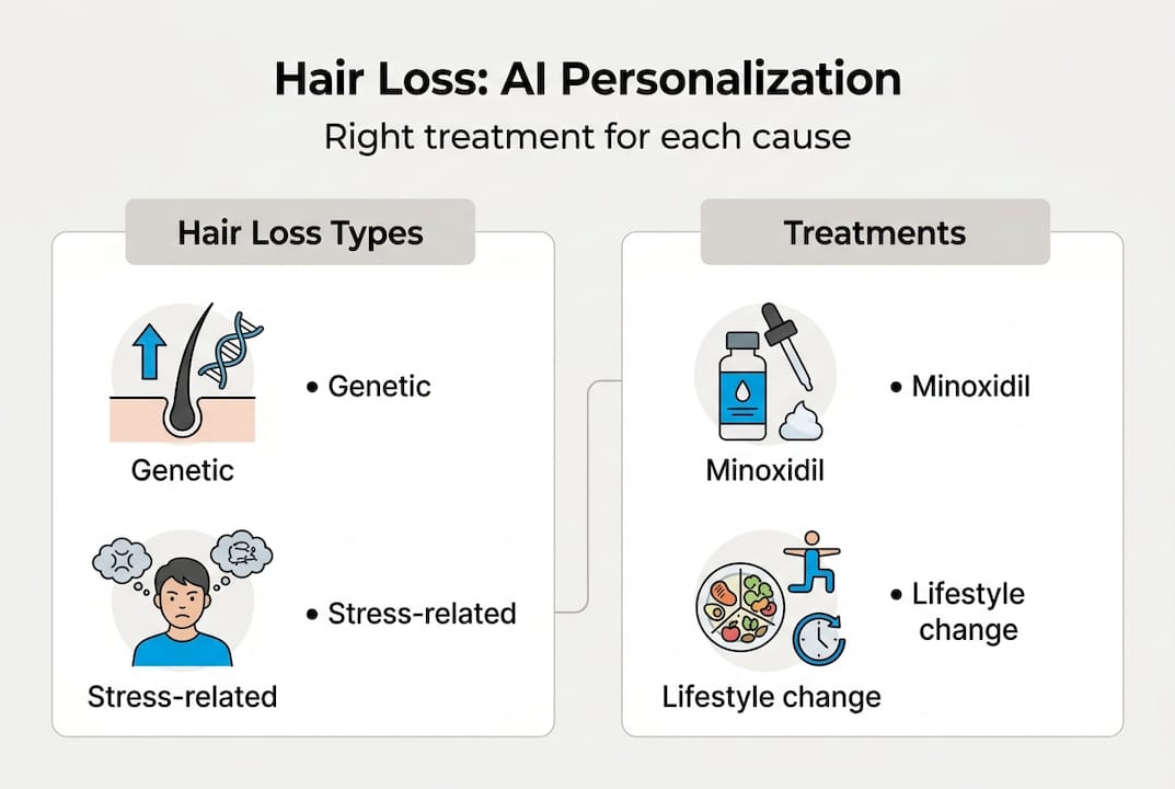 Infographic matching hair loss types and treatments