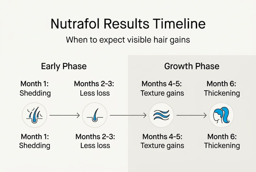 Infographic Nutrafol timeline stages for hair growth