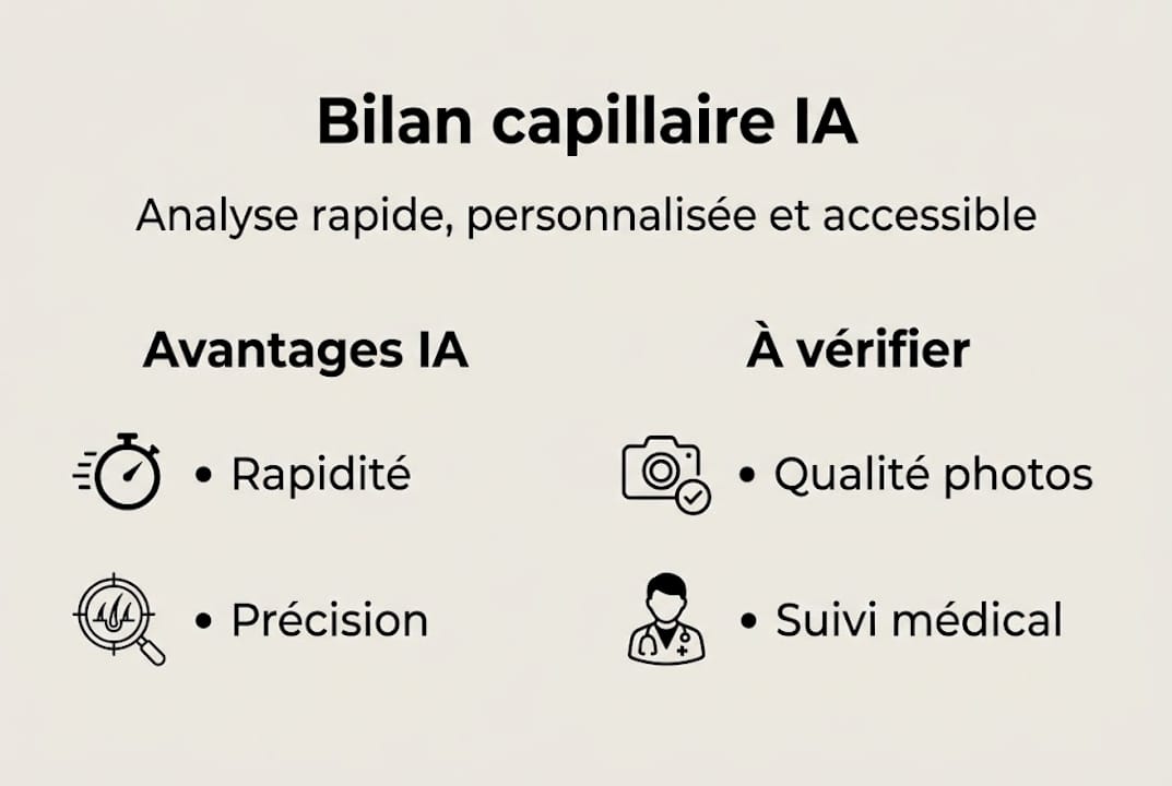Découvrez notre infographie : tout ce qu’il faut savoir sur les bénéfices et les points d’attention de l’IA appliquée à la beauté des cheveux.
