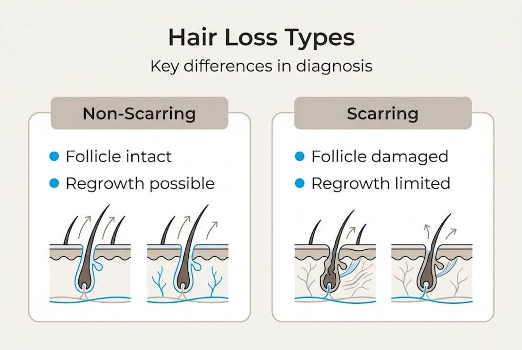 Infographic comparing hair loss types