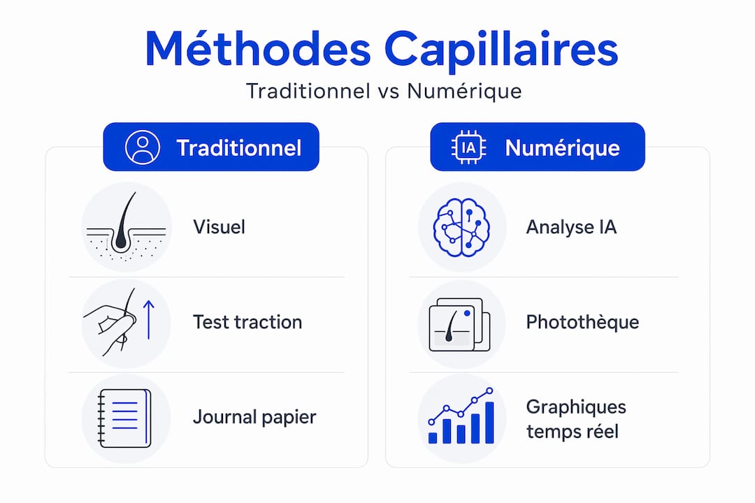Infographie : le match entre techniques capillaires classiques et solutions digitales