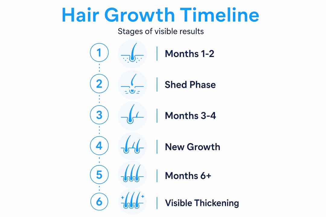Infographic illustrates timeline stages for hair growth