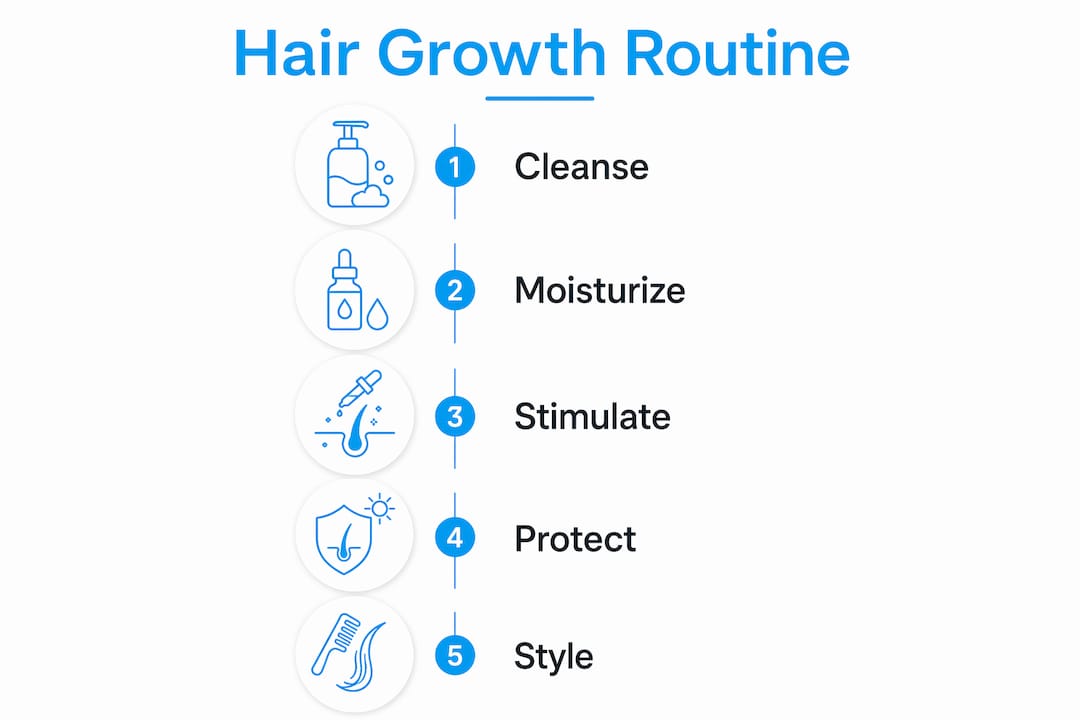 Infographic of natural hair care routine steps