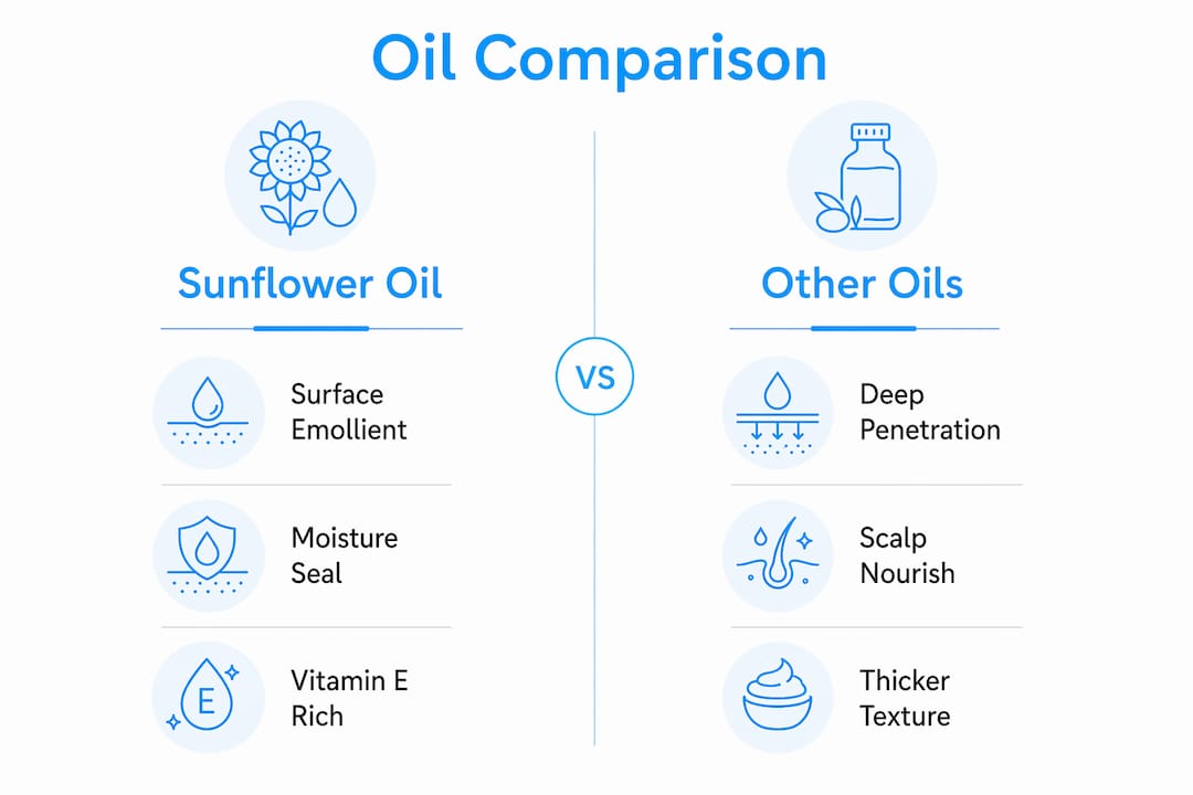 Infographic comparing sunflower oil and other hair oils