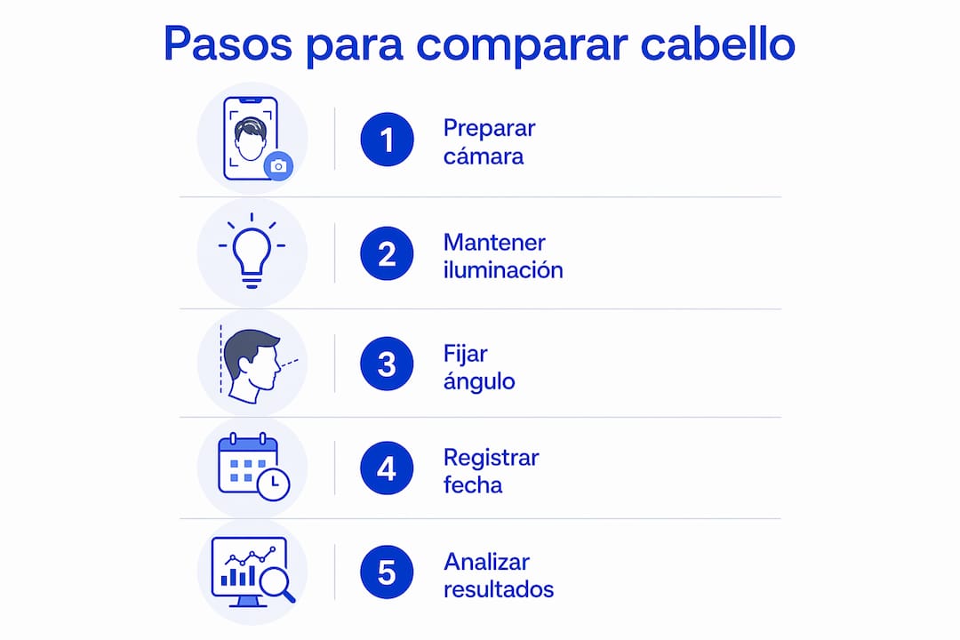 Guía visual para comparar imágenes de cabello paso a paso