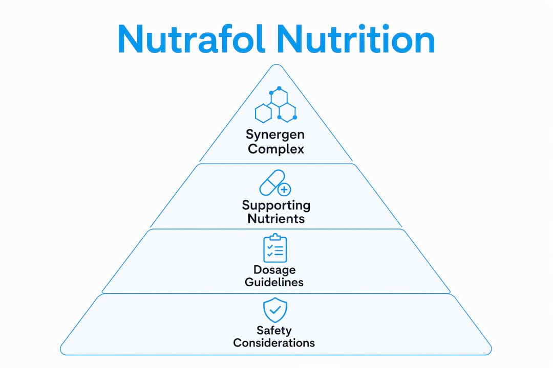 Infographic showing Nutrafol nutrition hierarchy and key points