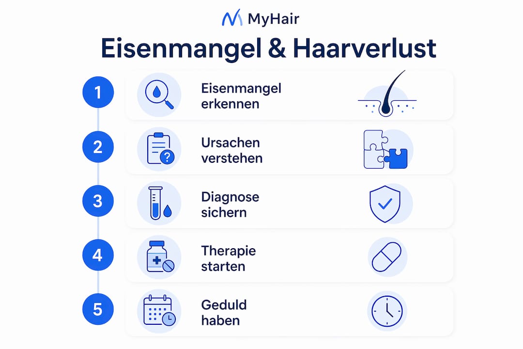 Grafische Übersicht: So hängt Eisenmangel mit Haarausfall zusammen