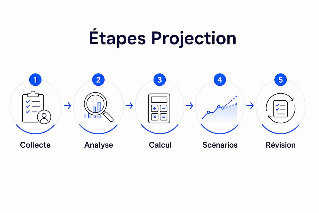 Visuel présentant les étapes incontournables pour élaborer une prévision de croissance