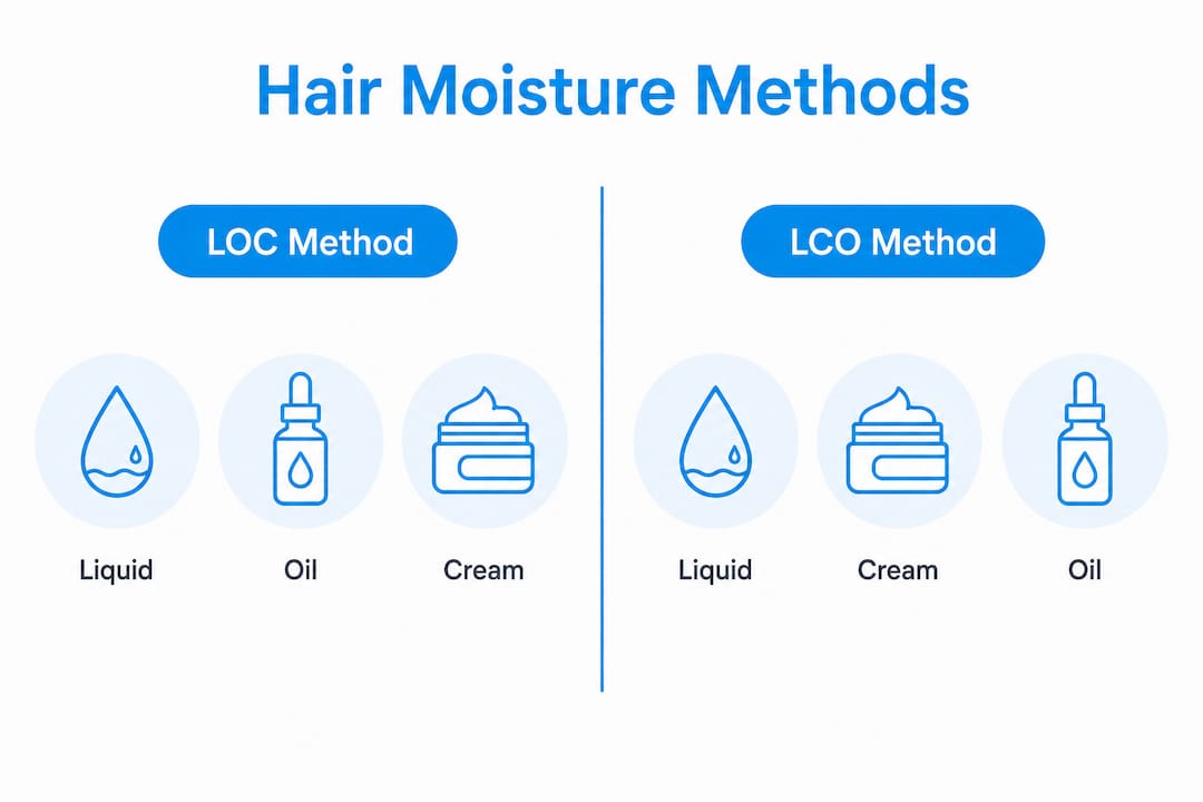 Infographic comparing LOC and LCO hair care methods
