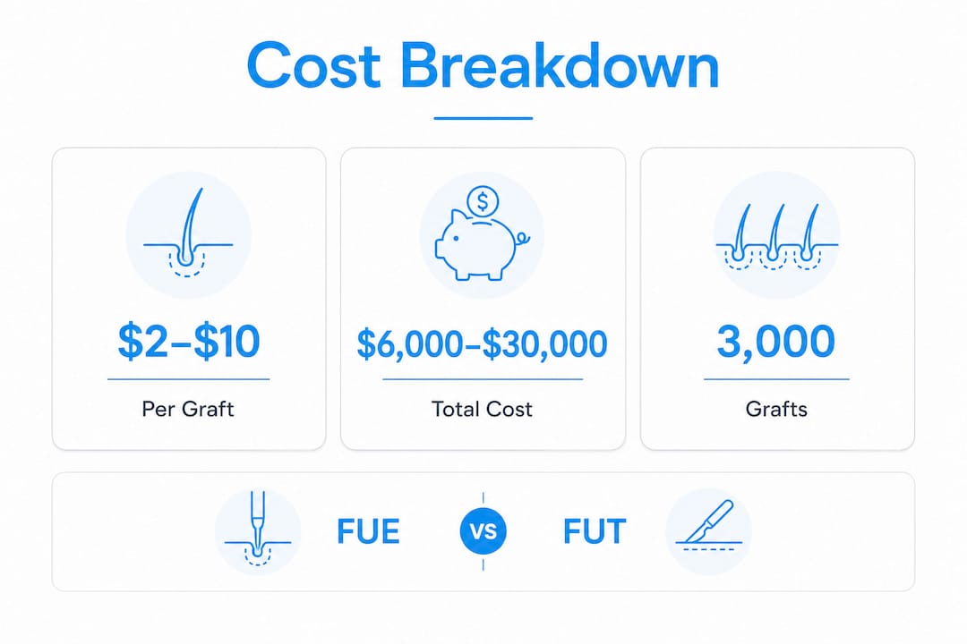 Infographic showing hair transplant cost overview with key points
