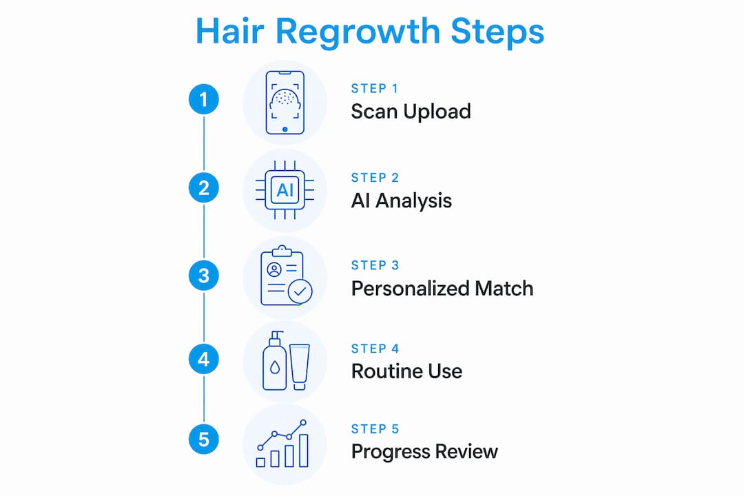 Infographic showing hair regrowth shampoo routine steps