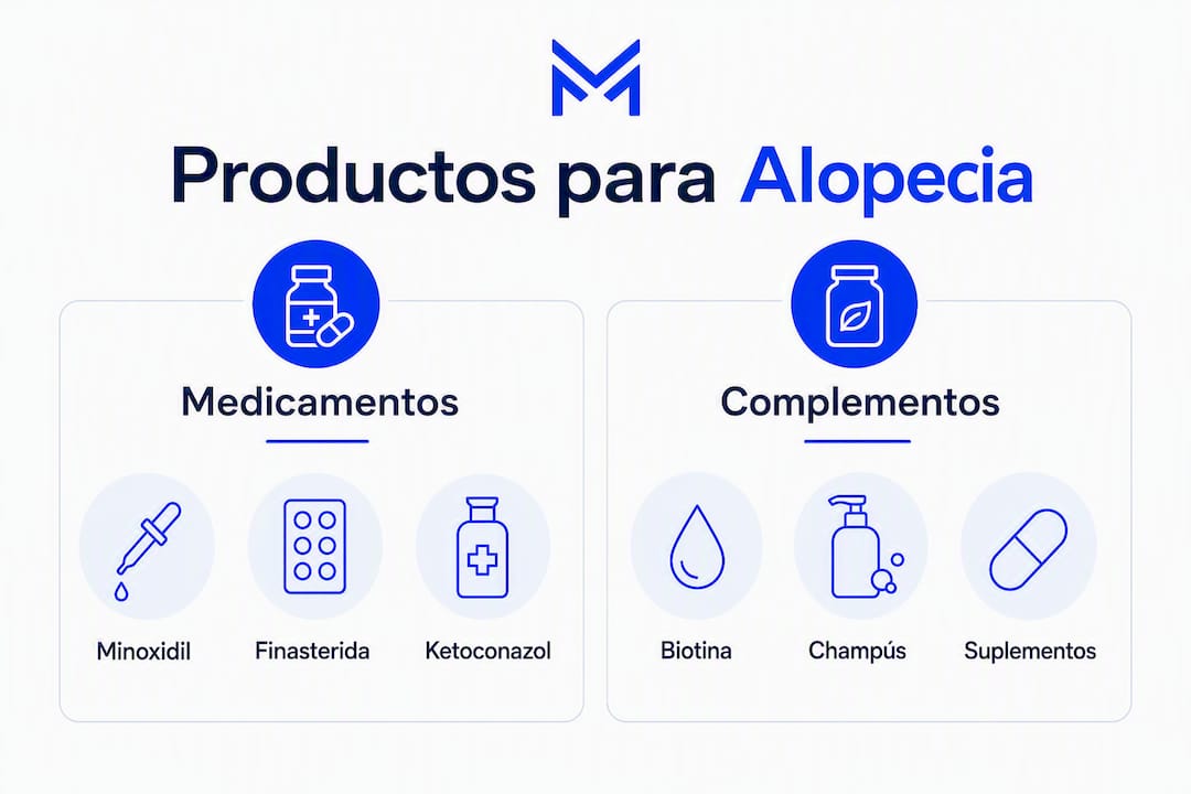 Tabla comparativa de tratamientos para la caída del cabello
