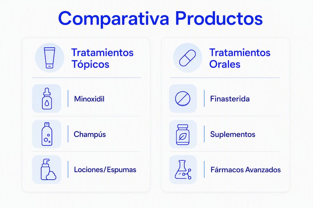 Guía visual para comparar los mejores productos anticaída del cabello