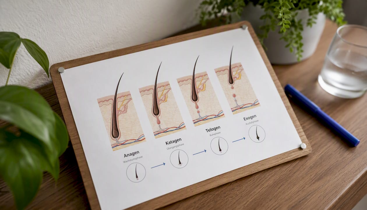 Übersicht zum natürlichen Haarwachstumszyklus – anschauliche Darstellung der verschiedenen Phasen des Haarwachstums