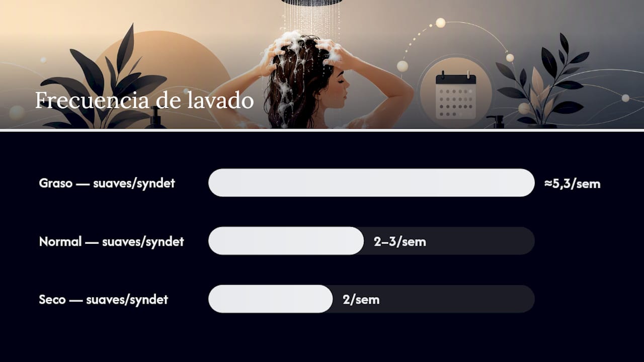 Tabla orientativa para saber con qué frecuencia lavar el cabello según el tipo de cuero cabelludo y el champú utilizado