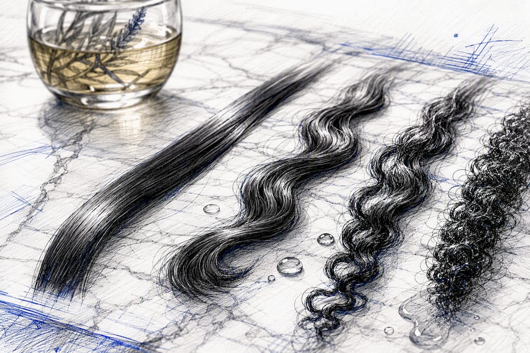 Gros plan sur des mèches de cheveux montrant les différences de porosité