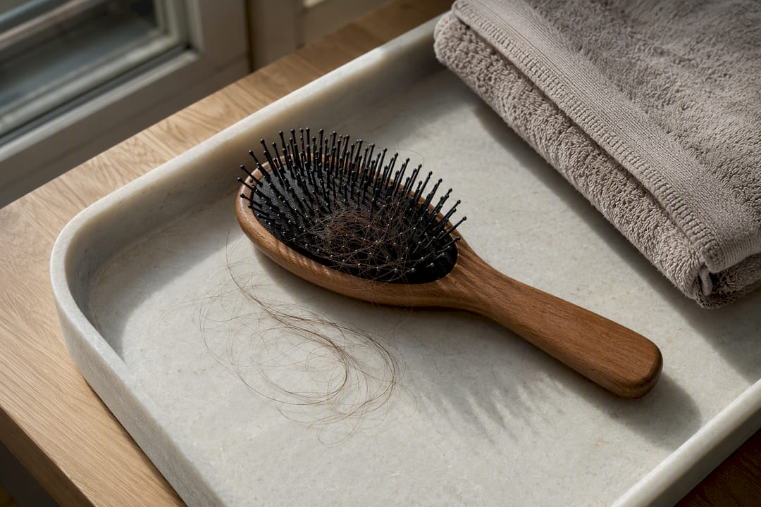 Hairbrush with collected shed strands