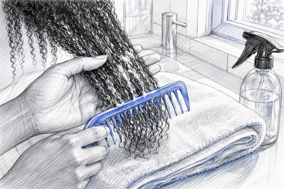 Démêlage en douceur des cheveux crépus humides