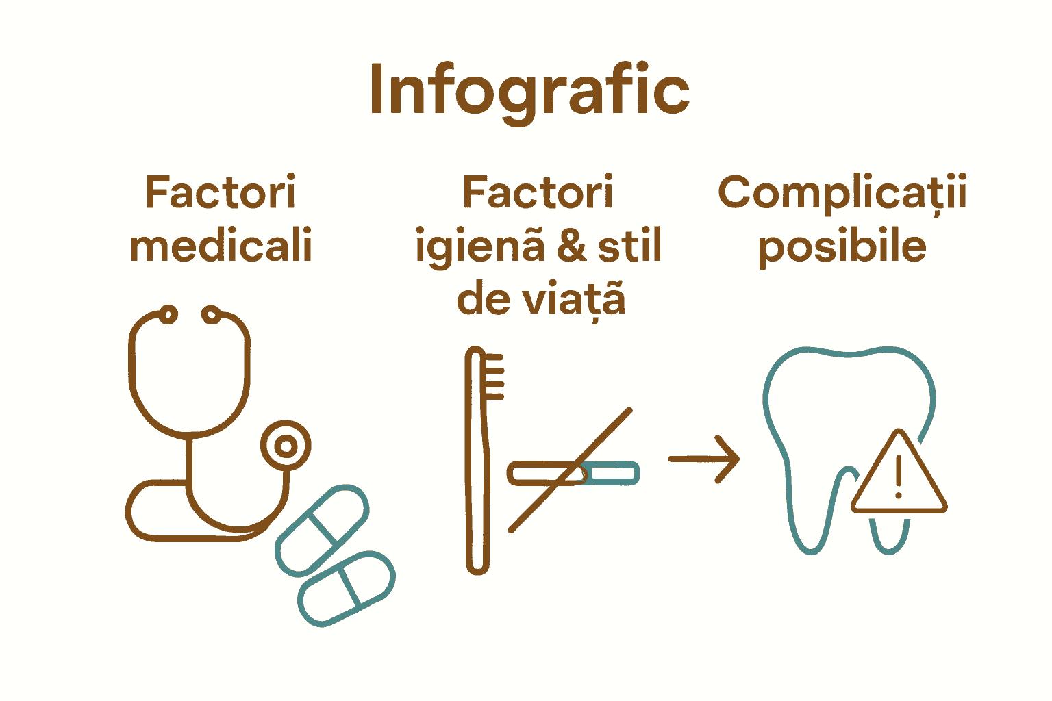 Infografic factori de risc si complicații implanturi dentare