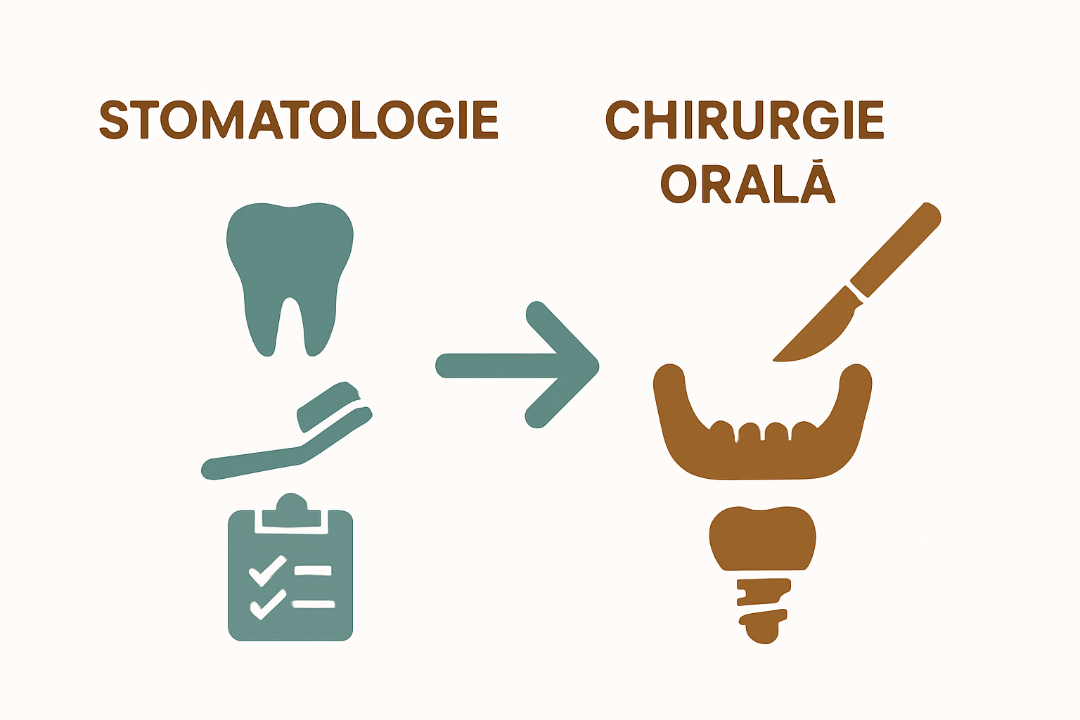 Infografic diferențe între stomatologie și chirurgie orală