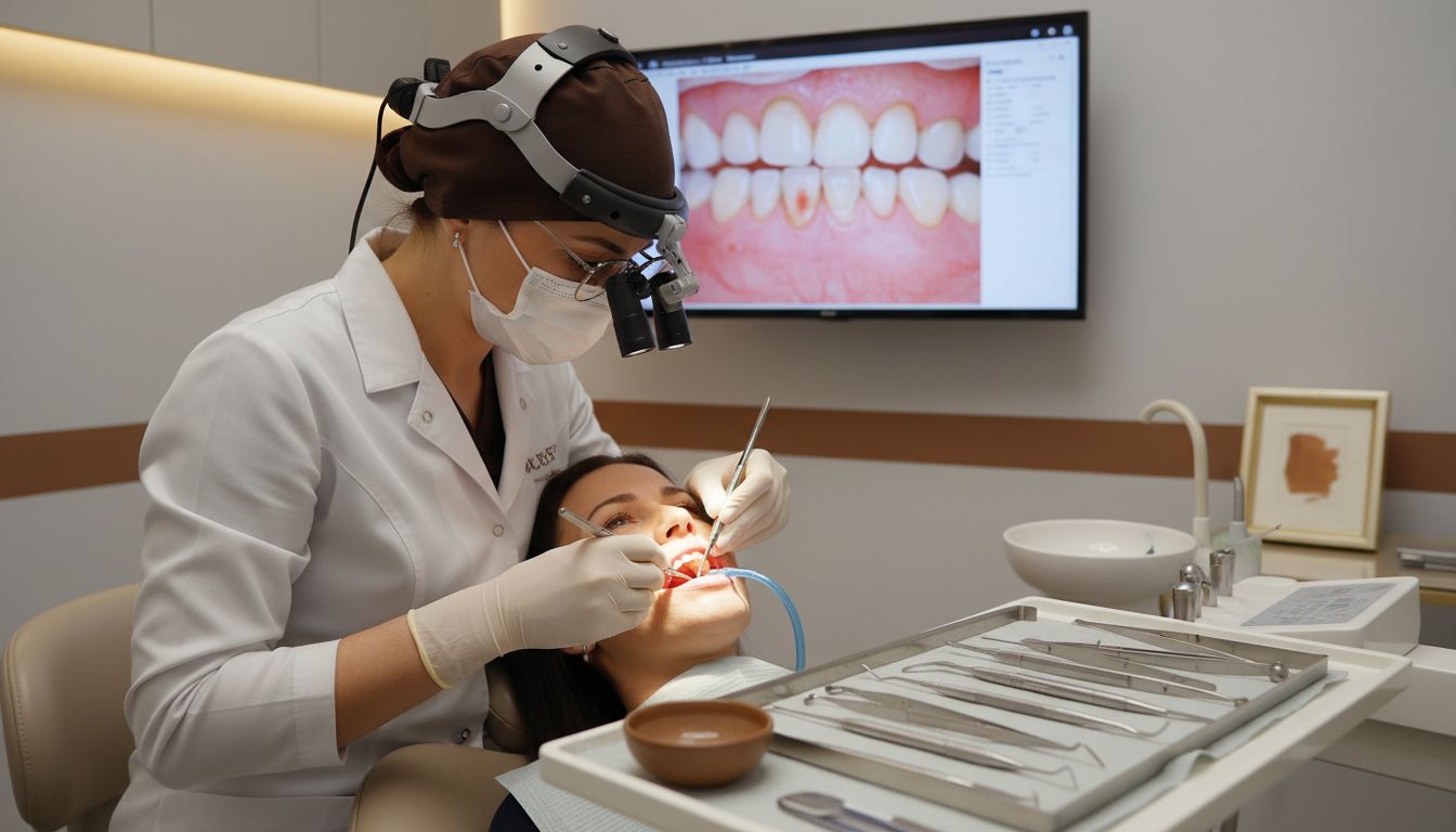 Closeup of periodontal surgery operation