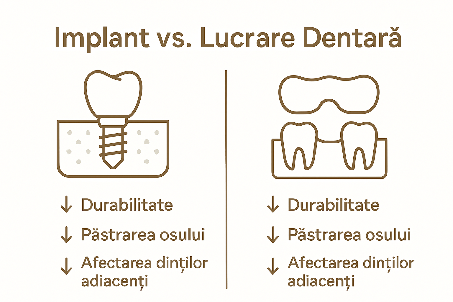 Infographic comparing implant to dental bridge