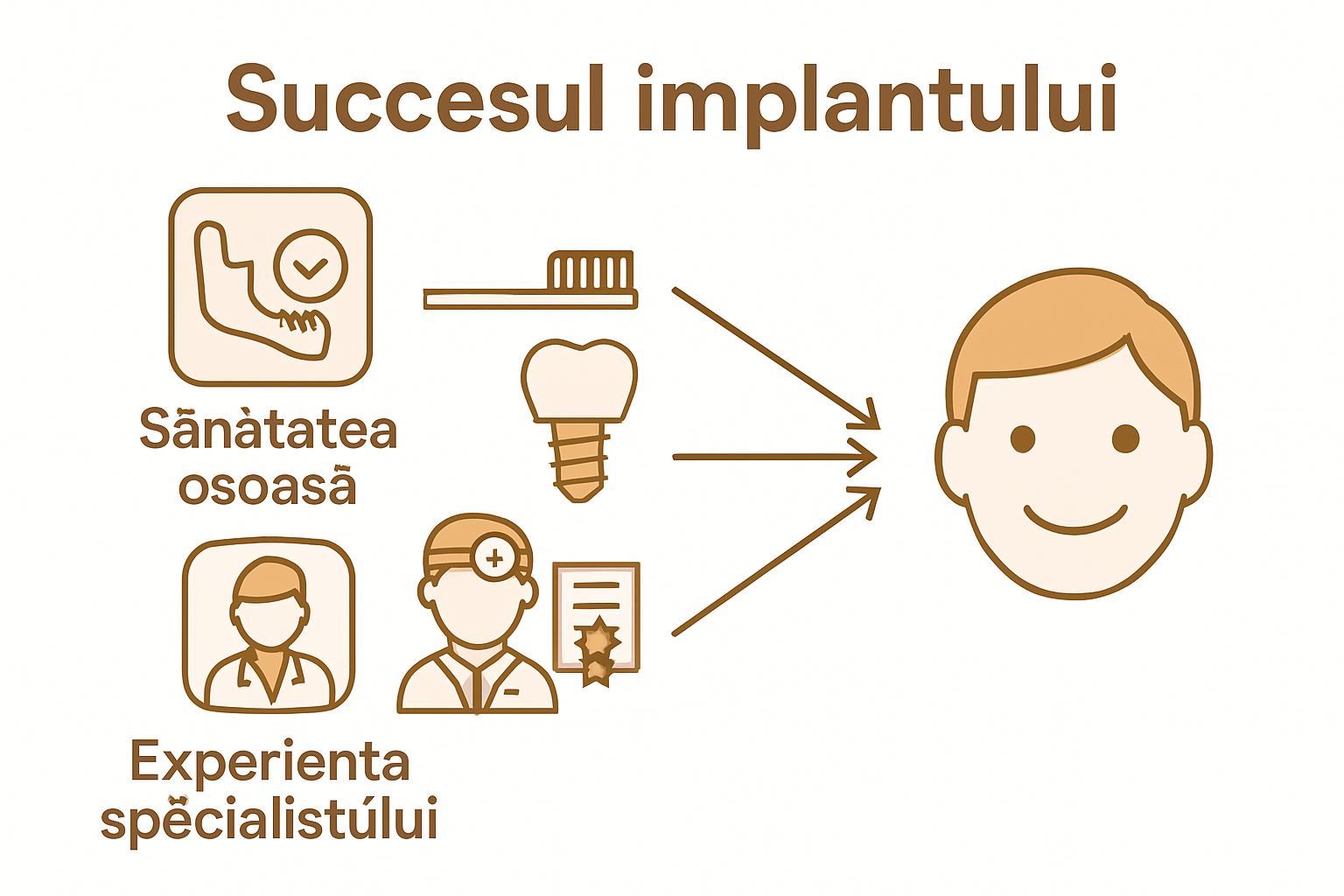 Infografic: Factori esențiali pentru succesul implanturilor dentare