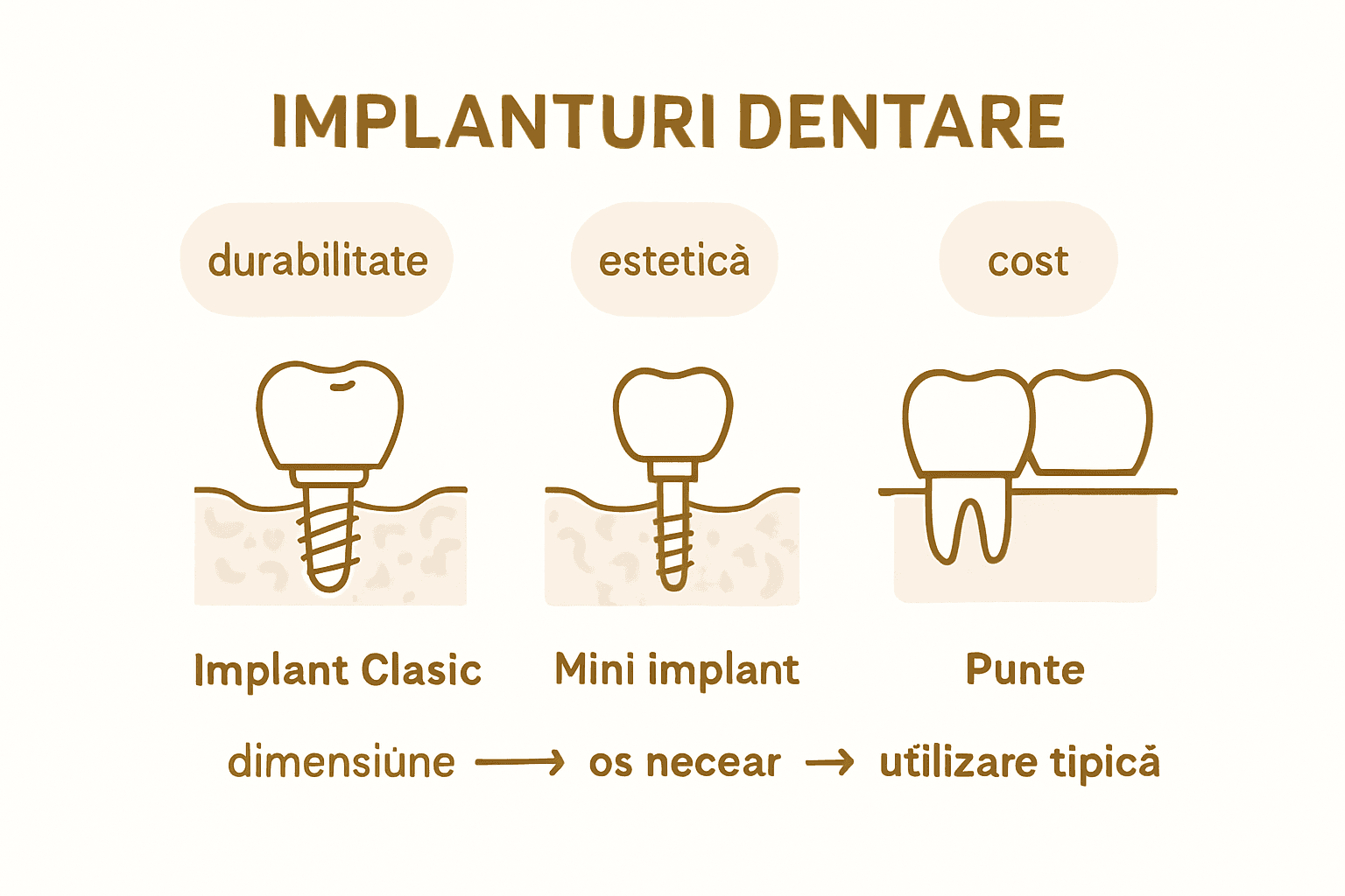 Infografic: diferențele dintre principalele tipuri de implanturi dentare