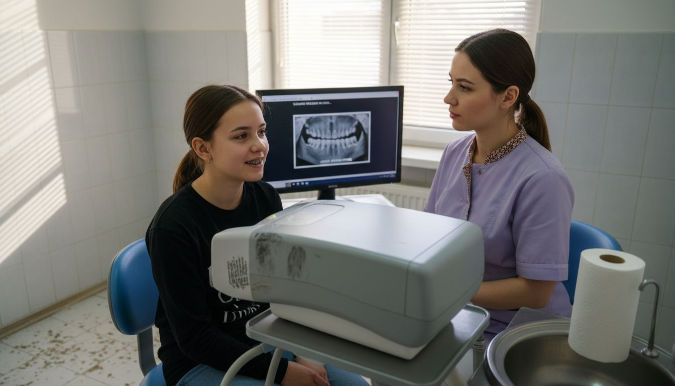 Pacient supus unei investigații stomatologice cu scanare 3D