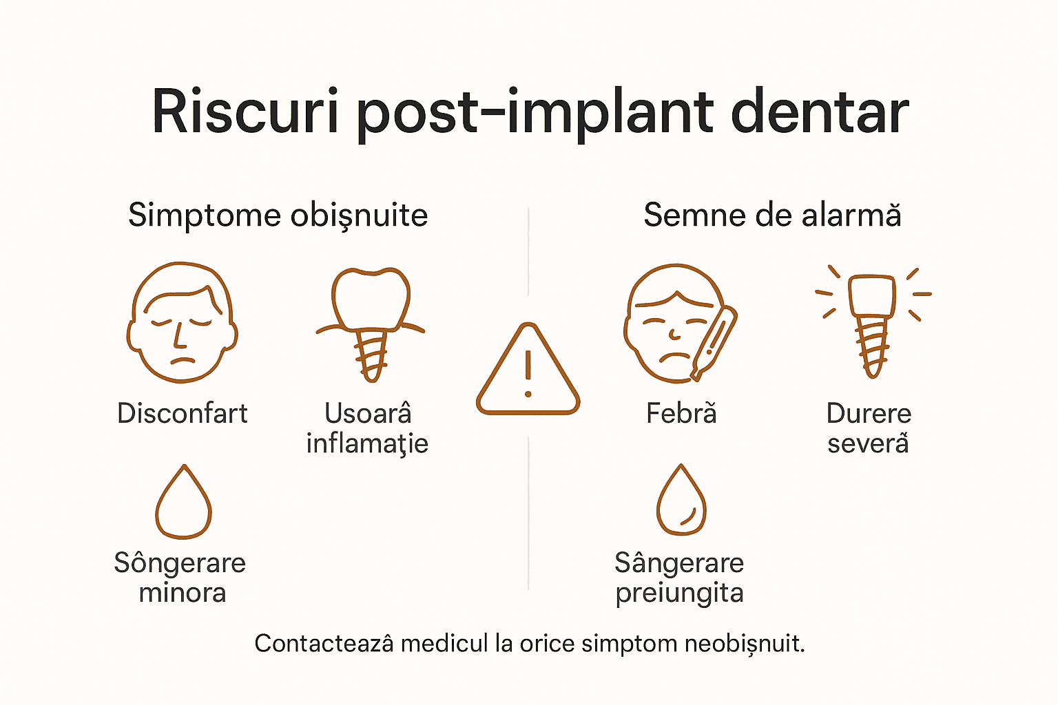Infografic: principalele riscuri și semne care pot apărea după implantul dentar