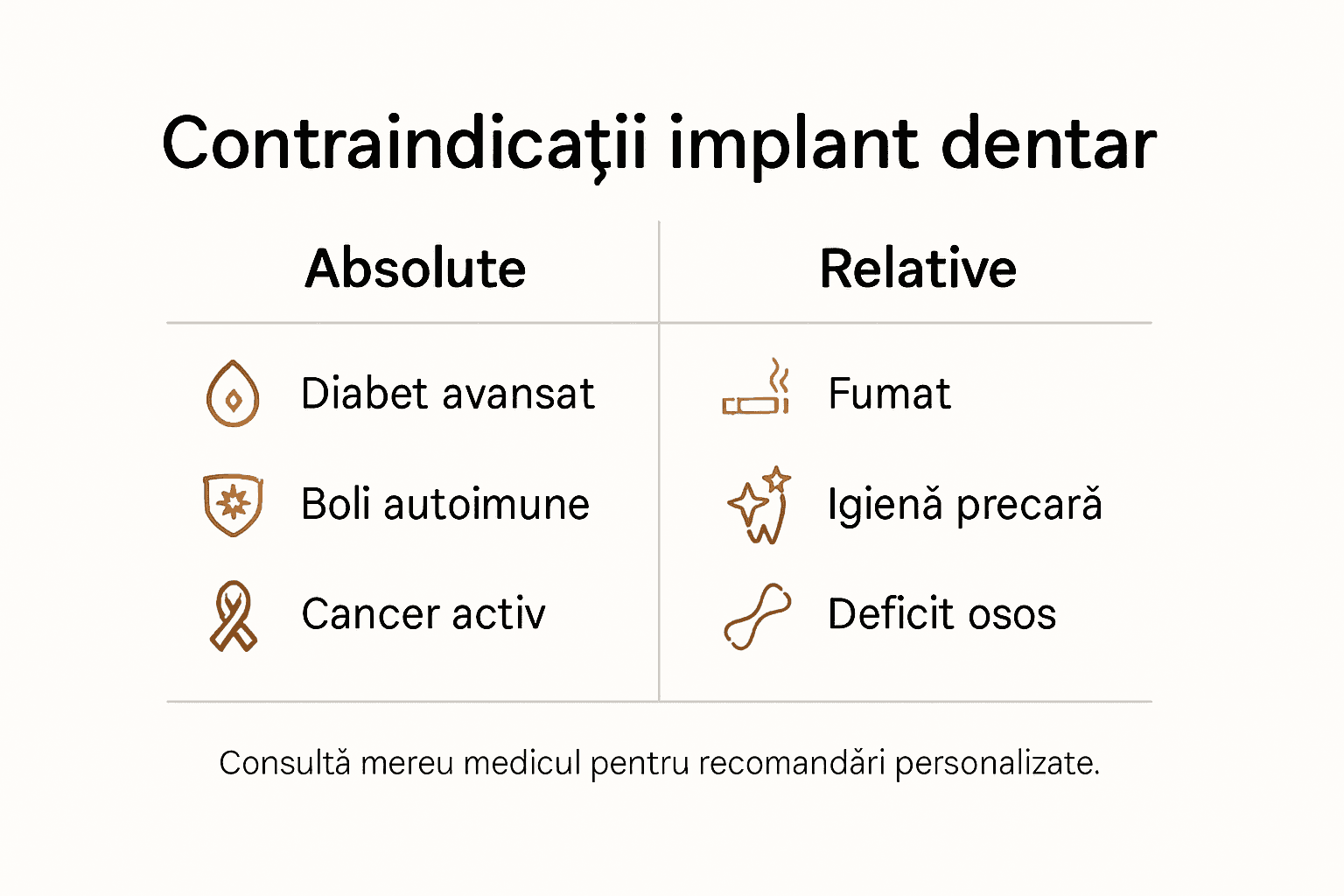 Infografic: când nu este recomandat implantul dentar – pe scurt despre contraindicații